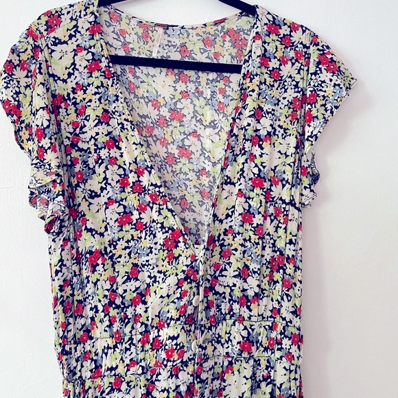 NEW Free People | Ruffle Your Feathers Jumpsuit | Navy Floral | Size Small - Picture 3 of 8